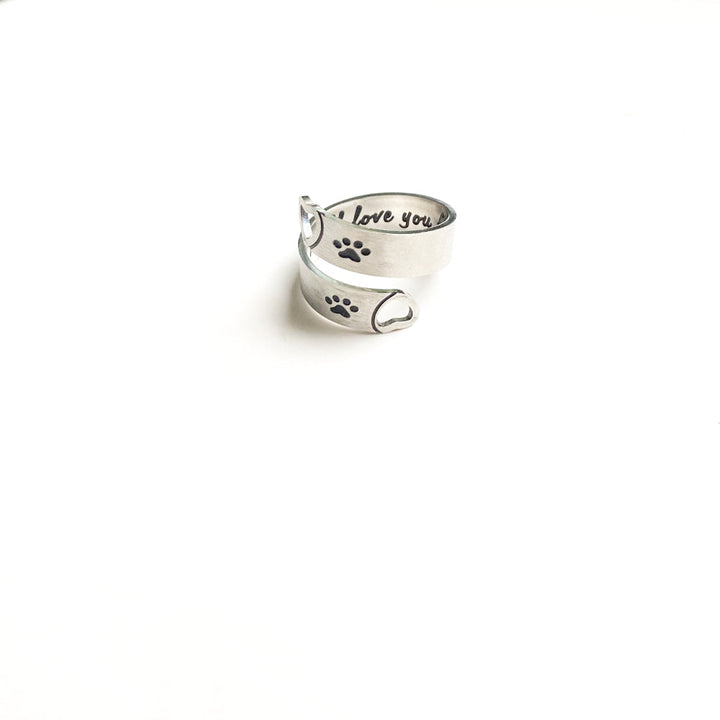 Stainless Steel Adjustable Paw & Heart Twist Ring