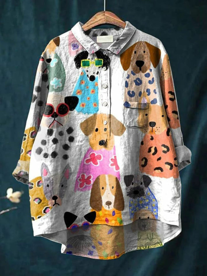 Tresha™ Playful Doggie Print Blouse