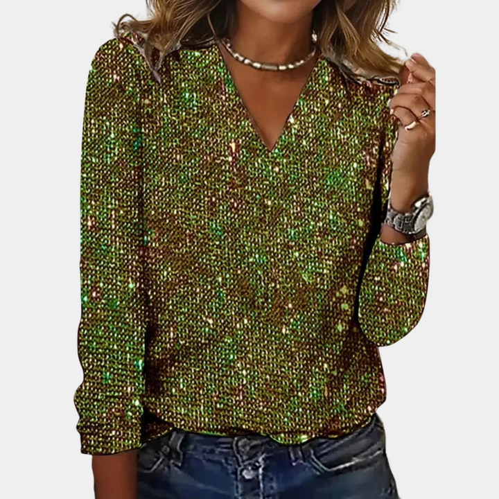 Karolina™  Glitter V-Neck Top
