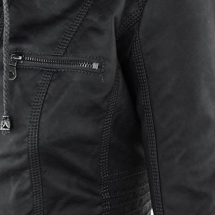 Olive™ Waterproof Women's Leather Jacket with Hood