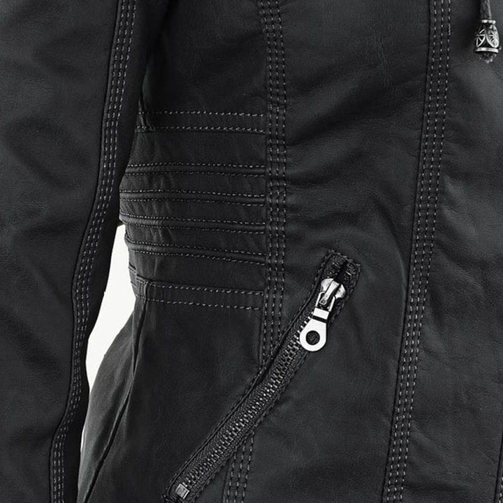 Olive™ Waterproof Women's Leather Jacket with Hood
