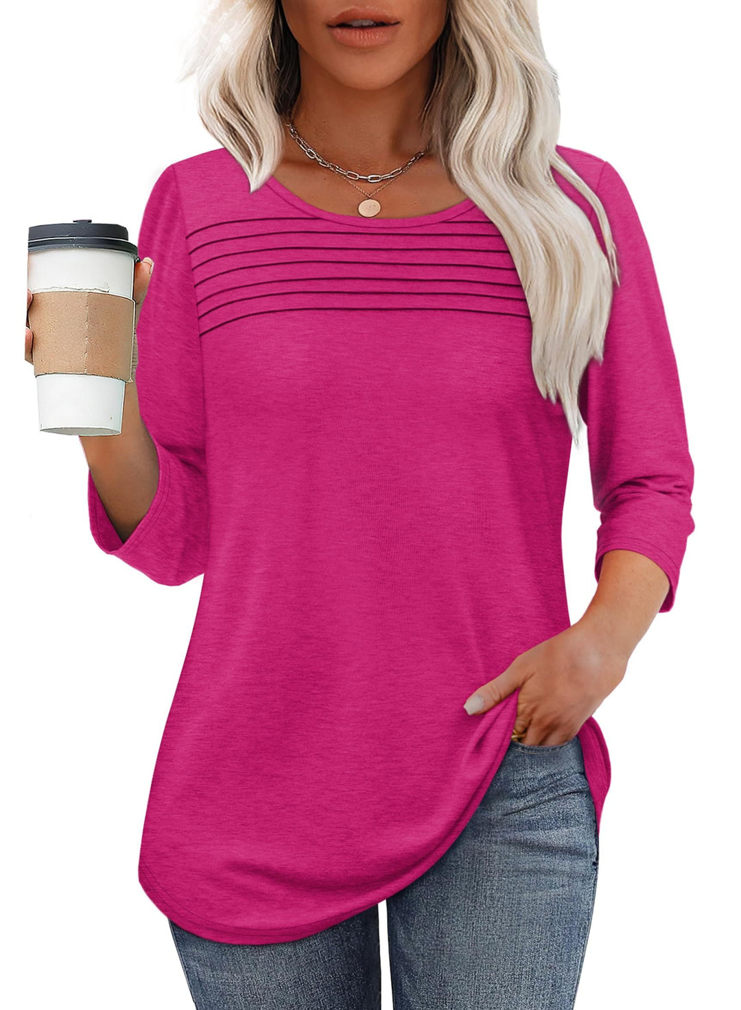 Moana™ Pleated 3/4 Sleeve Top
