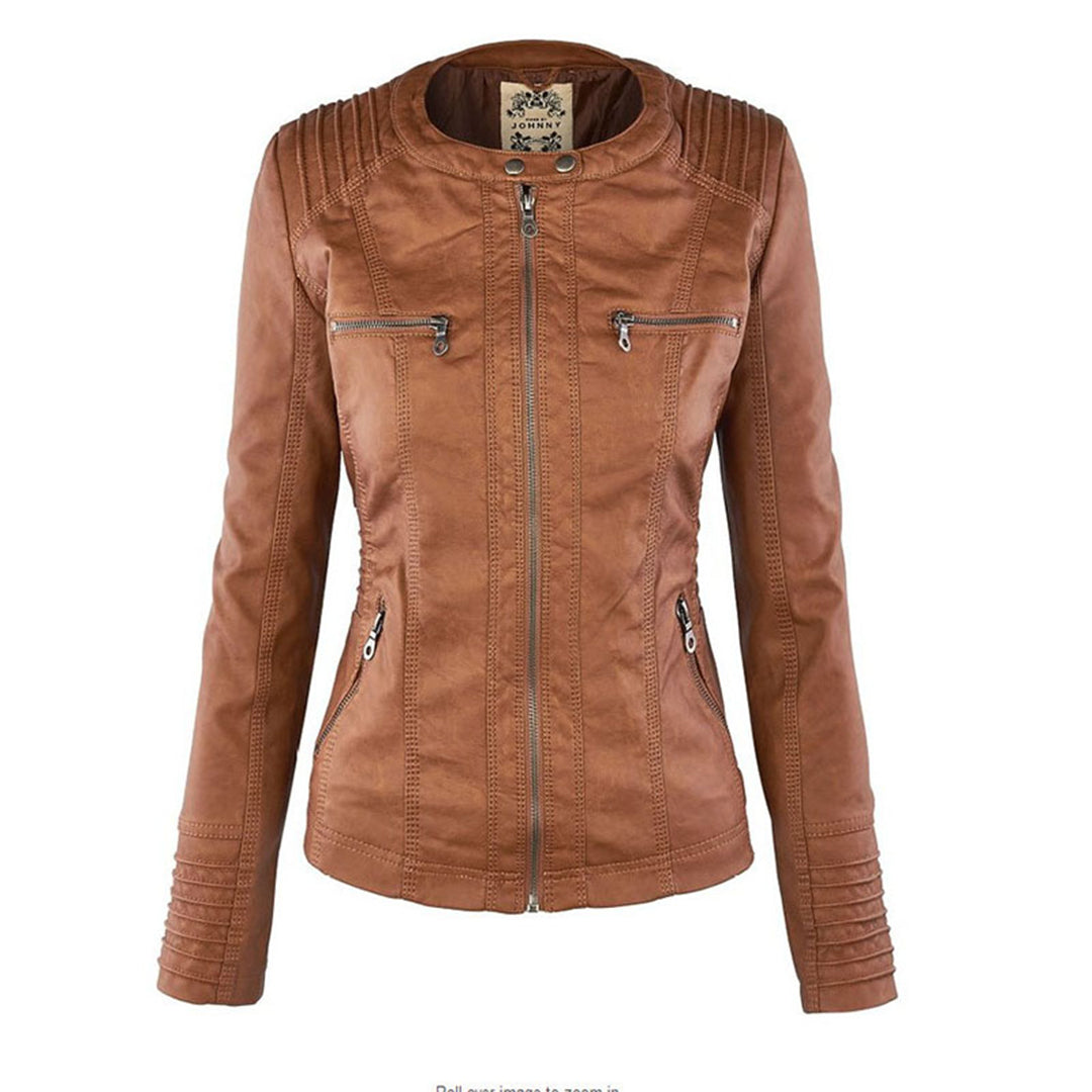 Olive™ Waterproof Women's Leather Jacket with Hood