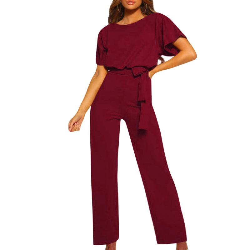 Briana™ Summer Button-Lace Short-Sleeve Jumpsuit