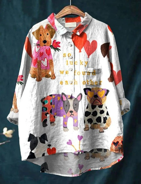 Tresha™ Playful Doggie Print Blouse