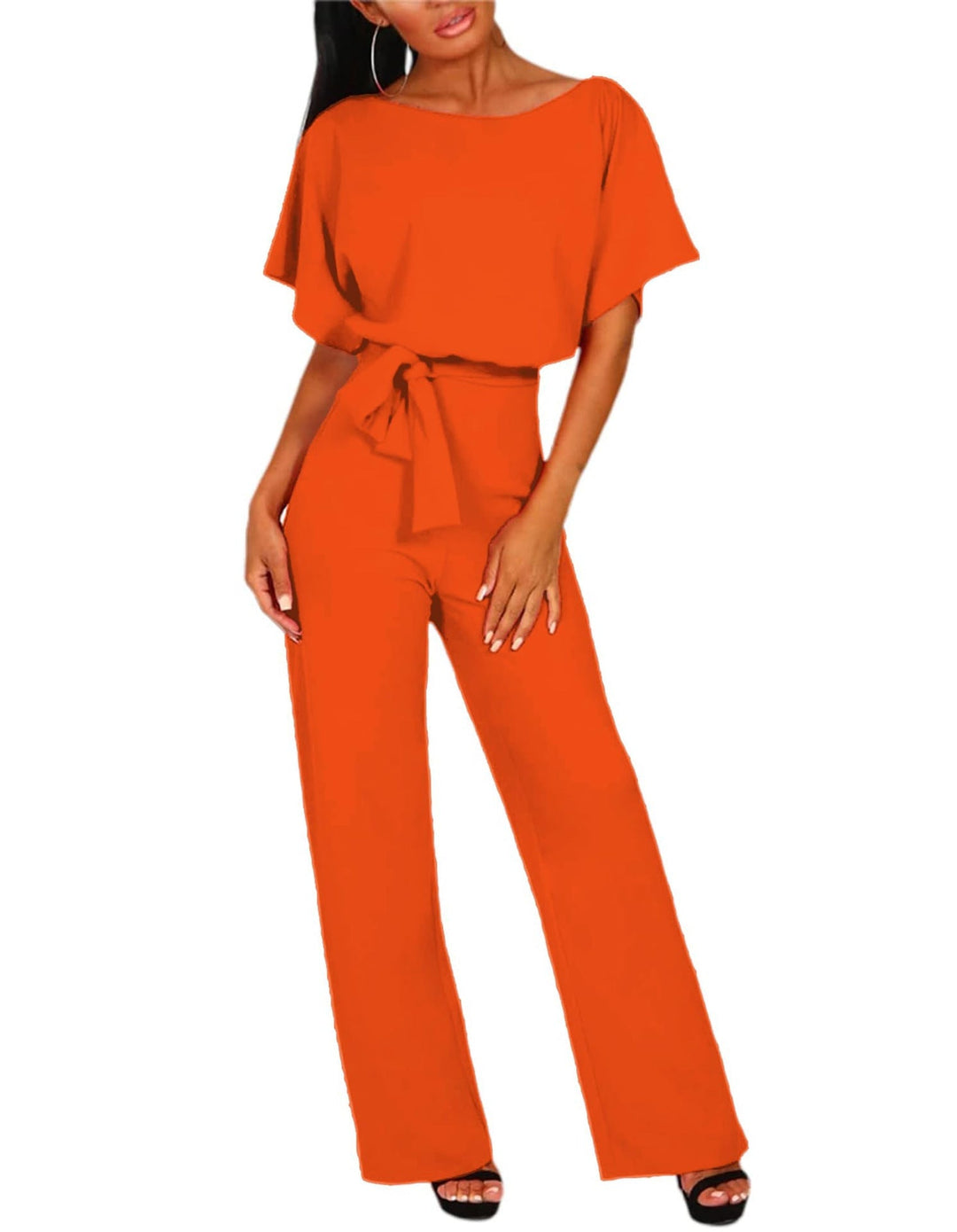 Briana™ Summer Button-Lace Short-Sleeve Jumpsuit