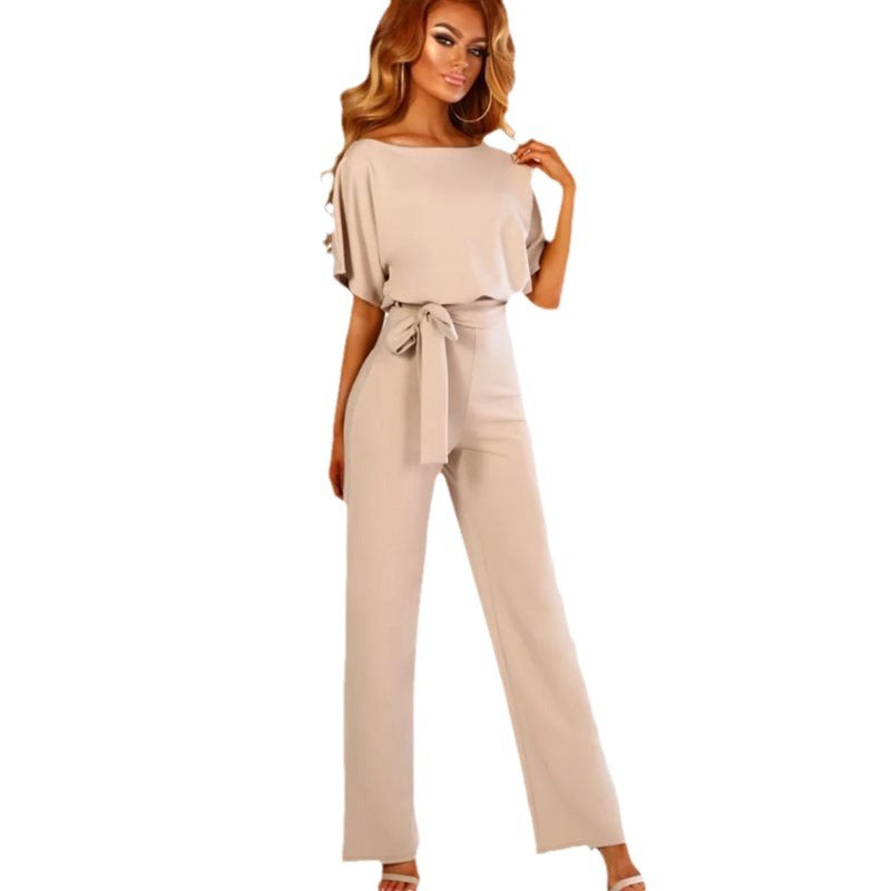 Briana™ Summer Button-Lace Short-Sleeve Jumpsuit