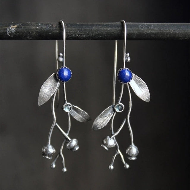 Daphne™ Vintage Blue Stone Silver Earrings