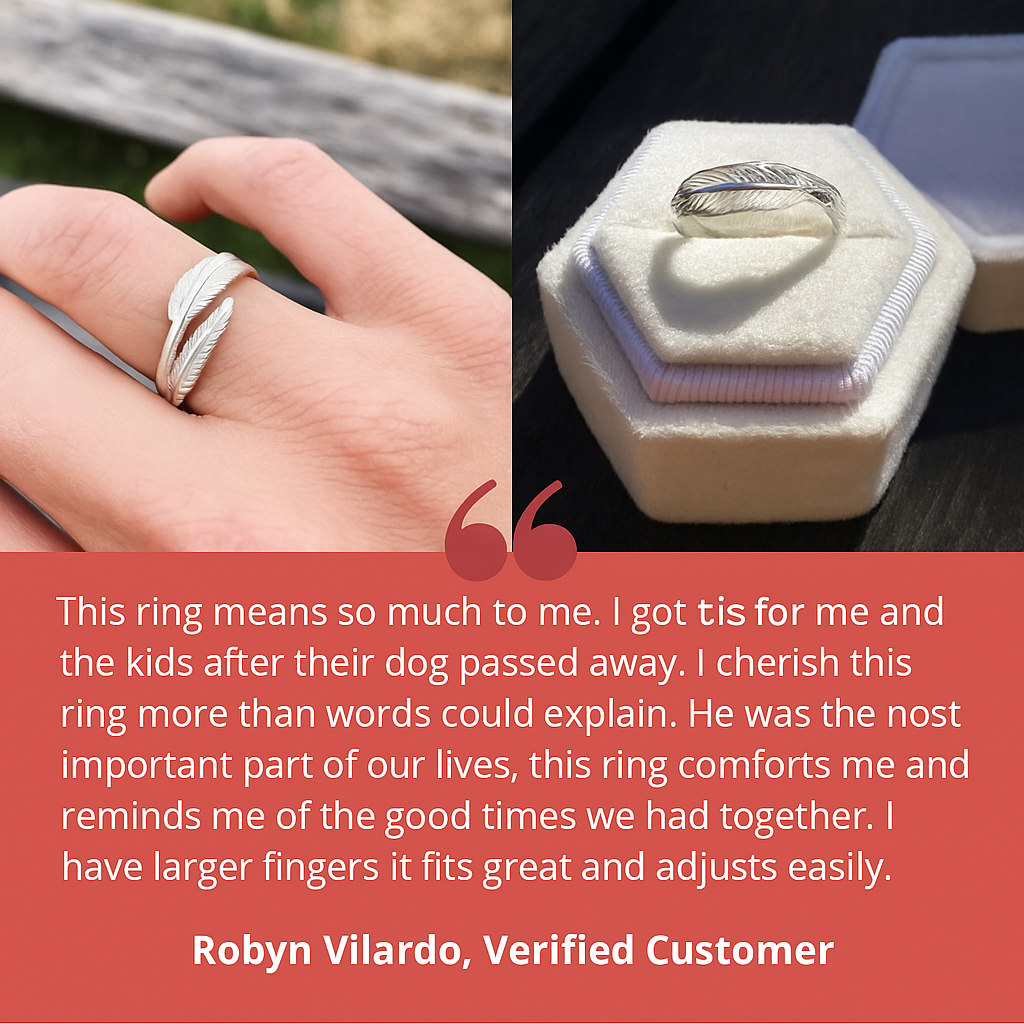Angel Feather Adjustable Memorial Ring