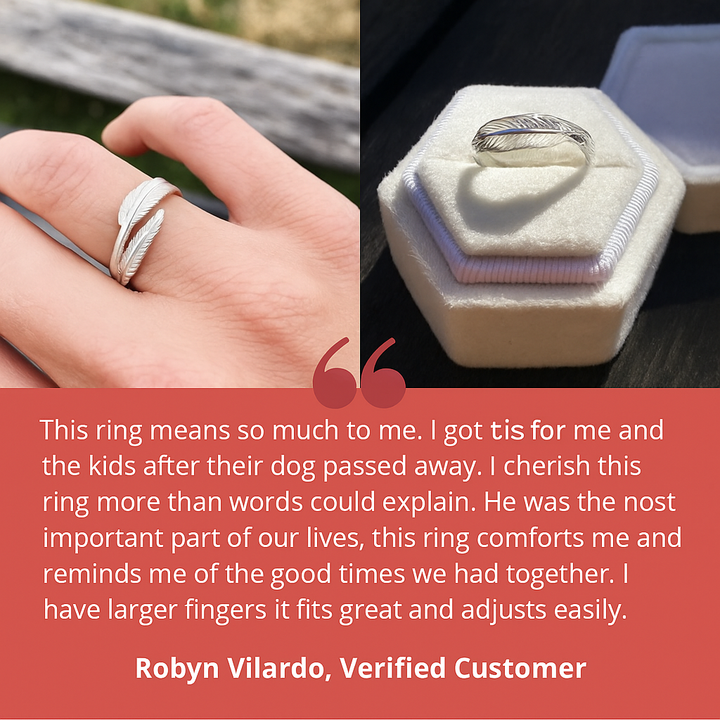 Angel Feather Adjustable Memorial Ring