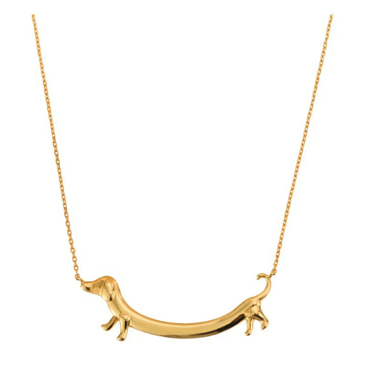Golden Dachshund Pendant Necklace