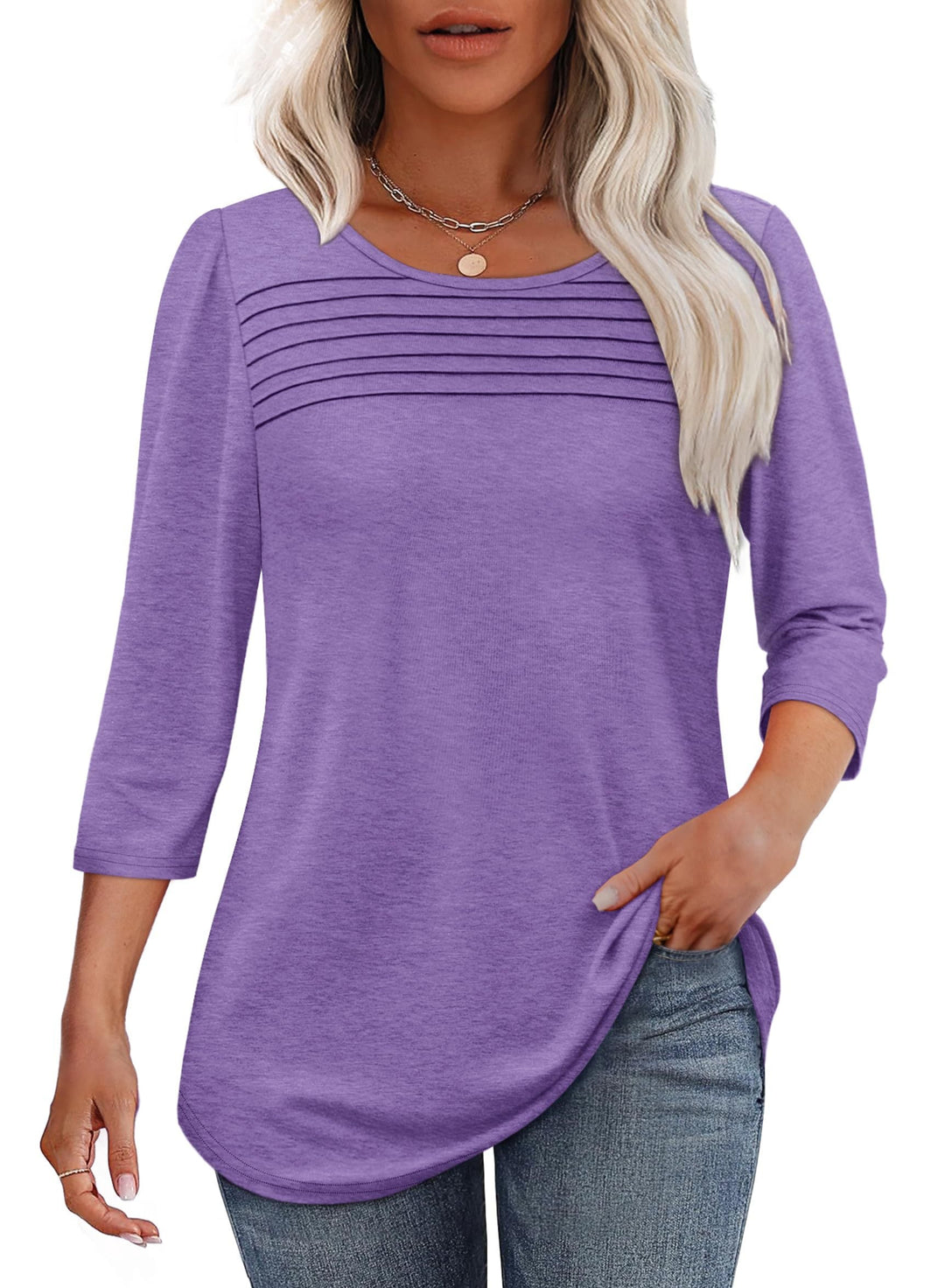 Moana™ Pleated 3/4 Sleeve Top