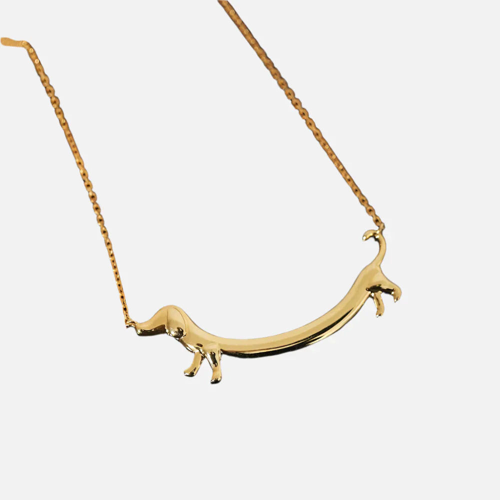 Golden Dachshund Pendant Necklace