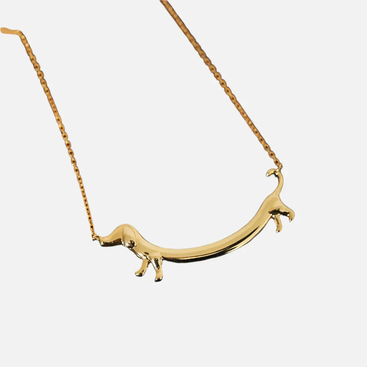 Golden Dachshund Pendant Necklace