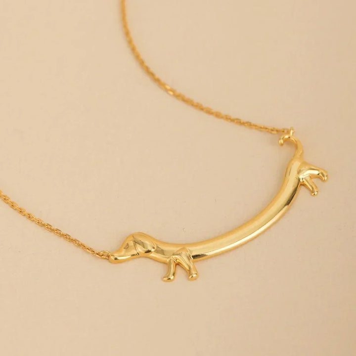 Golden Dachshund Pendant Necklace