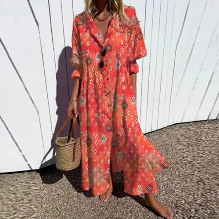 Alyssa™ Boho Puff Sleeve Maxi Dress