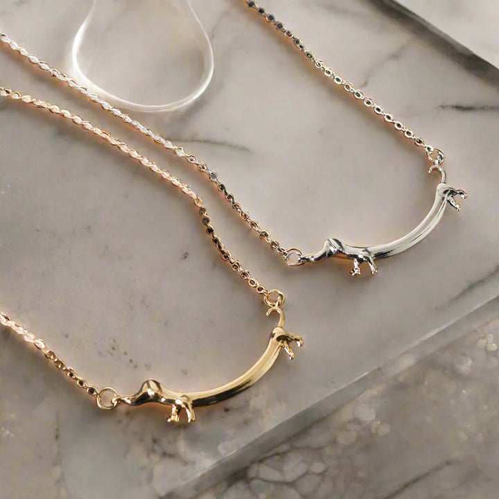 Golden Dachshund Pendant Necklace