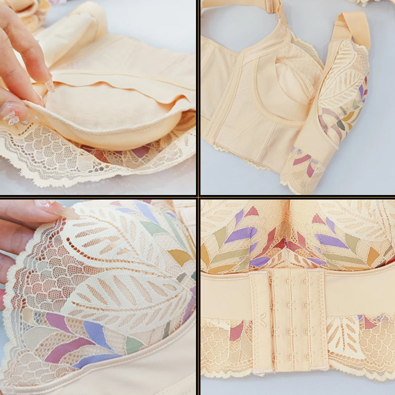 Lara™ Lace comfort - front fastening bra with floral lace and wide straps