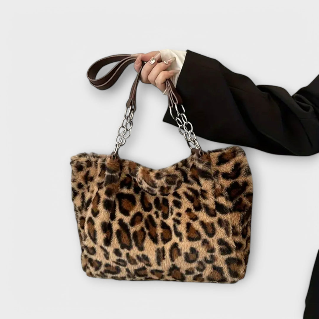 Mika™ Chic Leopard Print Tote in Luxurious Soft Faux Fur