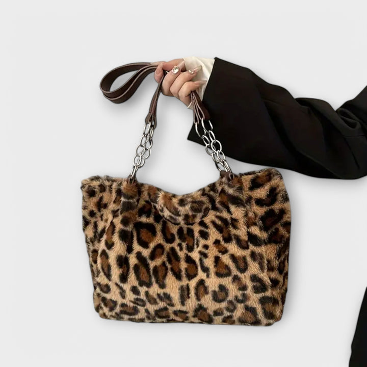 Mika™ Chic Leopard Print Tote in Luxurious Soft Faux Fur