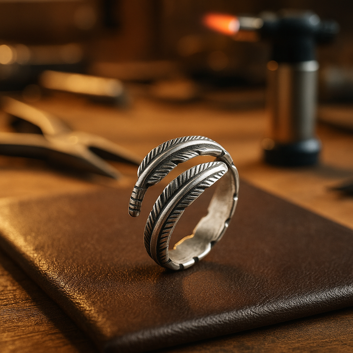 Angel Feather Adjustable Memorial Ring