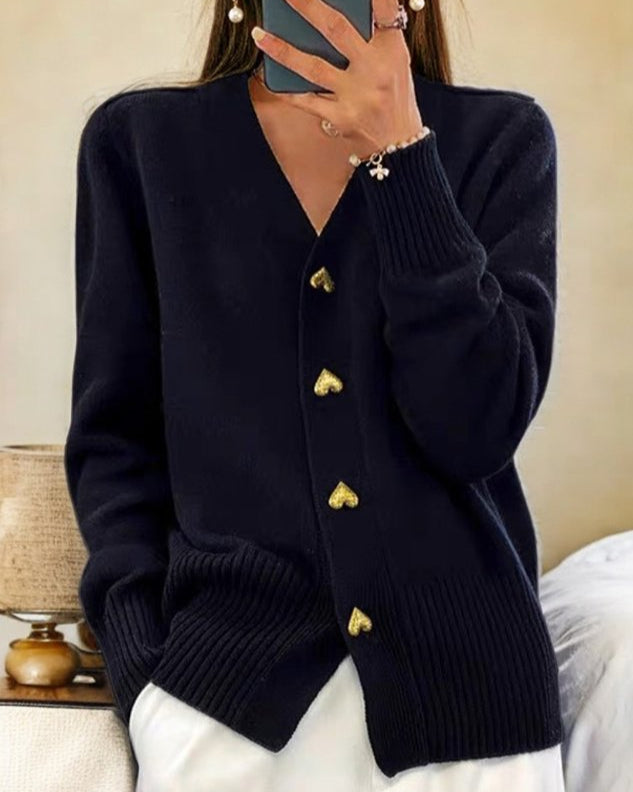Liorah™ - Chic Heart-Embellished Cardigan