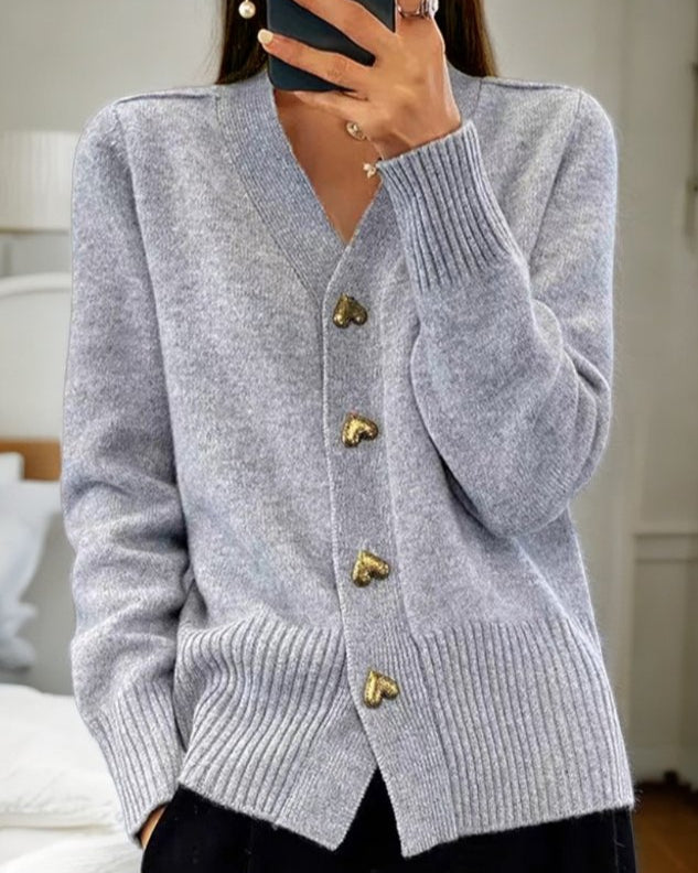 Liorah™ - Chic Heart-Embellished Cardigan