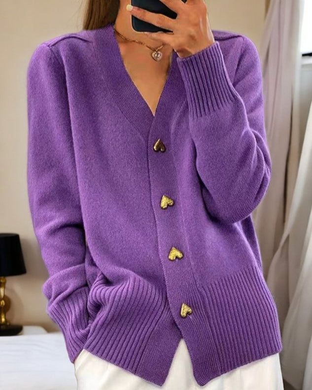 Liorah™ - Chic Heart-Embellished Cardigan