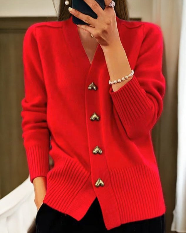 Liorah™ - Chic Heart-Embellished Cardigan